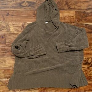 aerie Men's Olive Knit V-Neck Hoodie Sweater